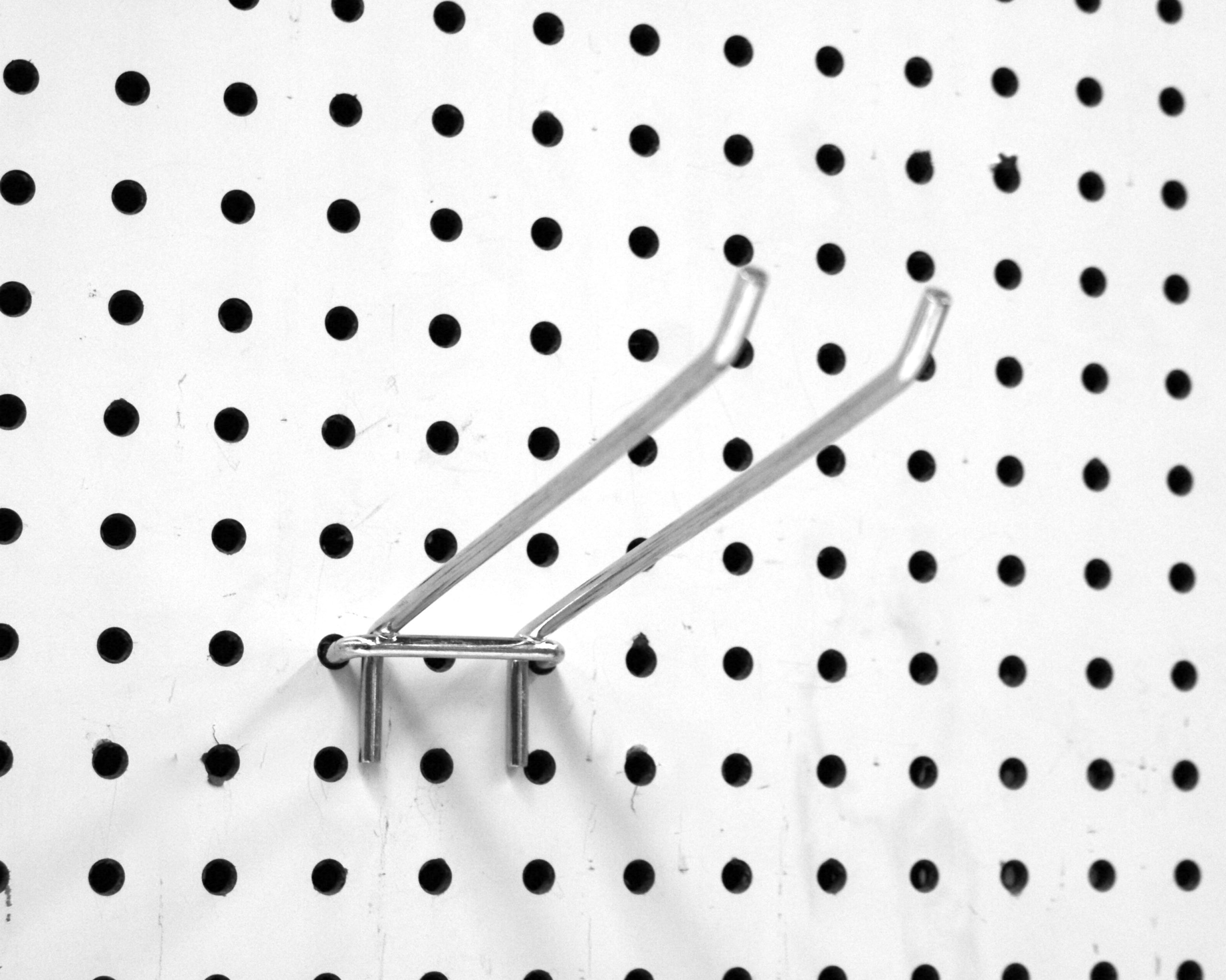 Pegboard hook 4 long - 1/4 wire- ball end with plastic back - zinc/white