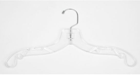 17 Clear Plastic Combo Hanger W/ Clips & Notches
