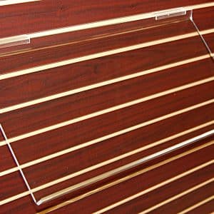 ACRYLIC SLATWALL SLANTED SHELF WITH LIP 24" X 12"
