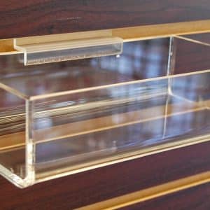ACRYLIC SLATWALL TRAY 8" X  4"D X 2"H