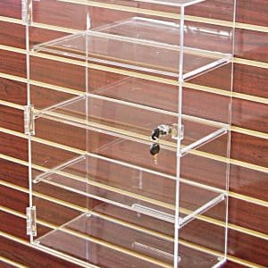 SLATWALL FOUR SHELF ACRYLIC SHOWCASE 15"W X 8"D X 24"H