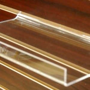 ACRYLIC SLATWALL SHELF WITH LIP 12"W X 6"D