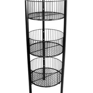 THREE TIER BASKET DISPLAY BLACK