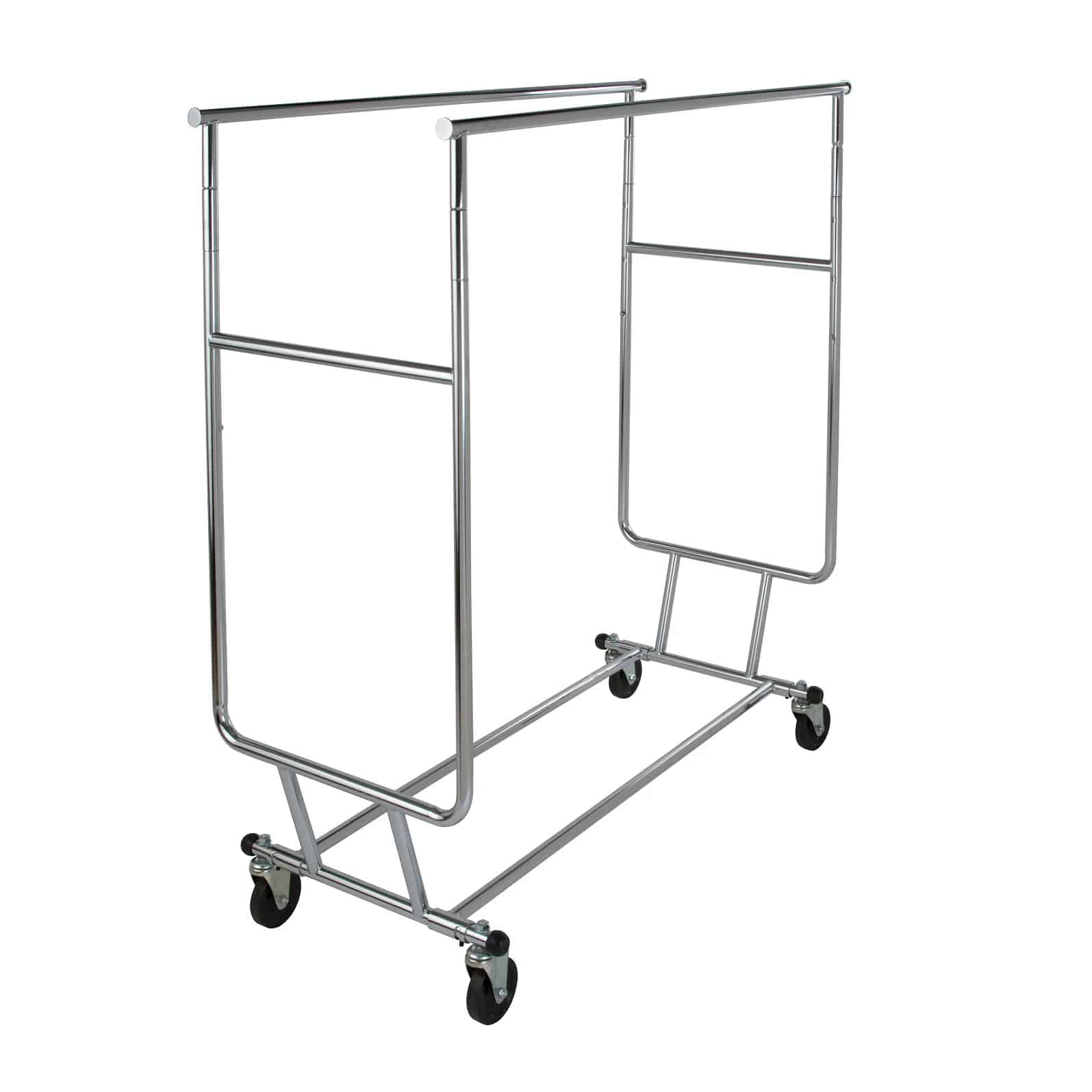 DOUBLE RAIL FOLDING GARMENT RACK CHROME