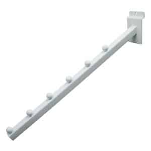 SLATWALL DOWN SLANT DISPLAY ARM WITH 6 BALLS, WHITE