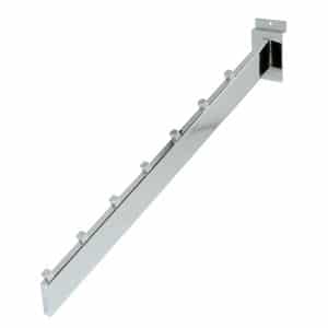 SLATWALL DOWN SLANT RECTANGULAR DISPLAY ARM WITH 5 CUBES, CHROME