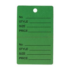 SMALL GREEN UNSTRUNG 2 PART TAG